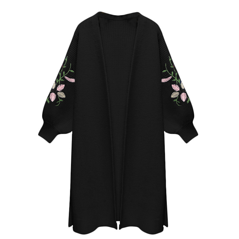 New Style for Autumn and Winter Women's Knitted Cardigan Women's Loose Long Embroidered Sweater Women sweaters 210218