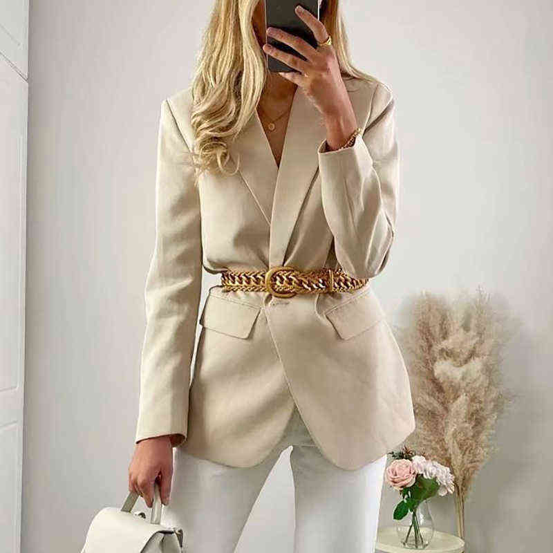 ZXQJ Vintage Women Green Slim Blazers Summer Fashion Ladies Notched Collar Casual Jackets Streetwear Girls Chic Top 211122