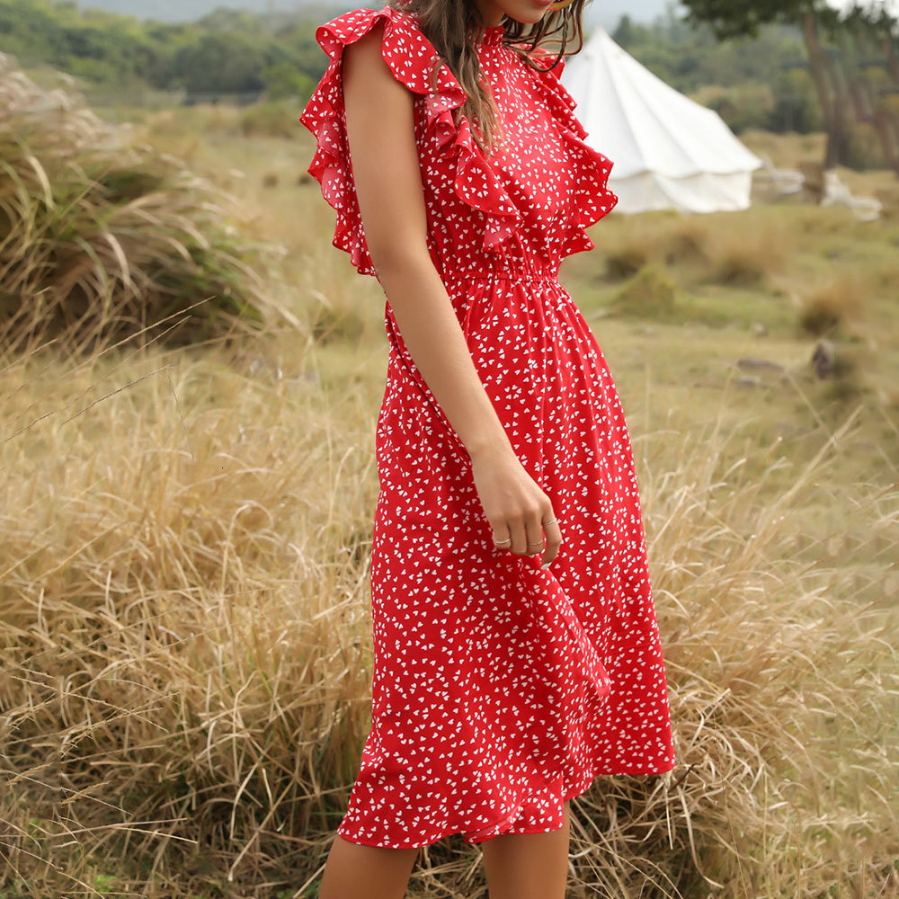 2021 New Women Elegant Dot Print Red Chiffon Casual Sleeveless Elastic Waist Ruffled Midi Dres Summer Beach Sun Brmh
2021 New Women Elegant Dot Print Red Chiffon Casual Sleeveless Elastic Waist Ruffled Midi Dres Summer Beach Sun Brmh