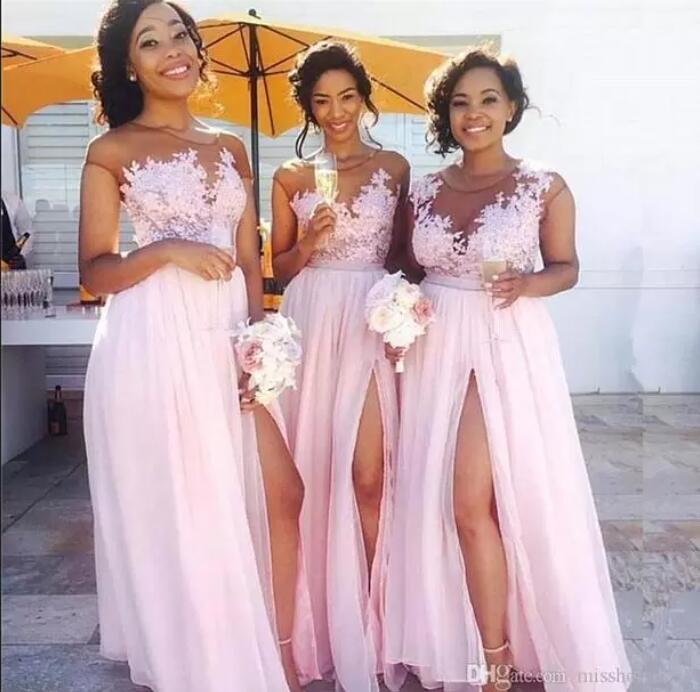 Sexy Sheer Mesh Chiffon Long Country Bridesmaid Dresses Lace Applique Split Floor Length Maid of Honor Wedding Guest Dresses CG001
Sexy Sheer Mesh Chiffon Long Country Bridesmaid Dresses Lace Applique Split Floor Length Maid of Honor Wedding Guest Dresses CG001