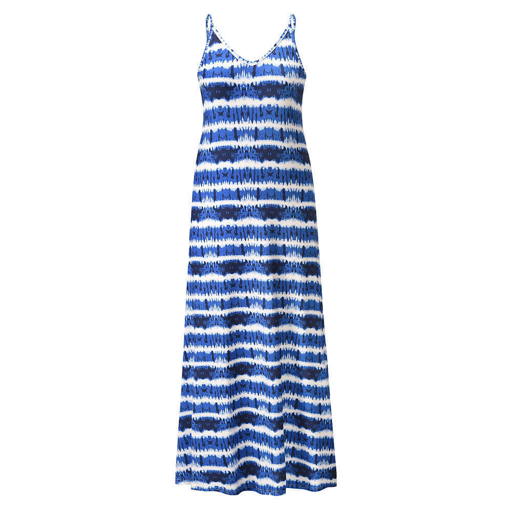 VANOVICH Women's Sleeveless Summer Dress V-neck Fashion Casual Ladies Striped Women Clothing 210615