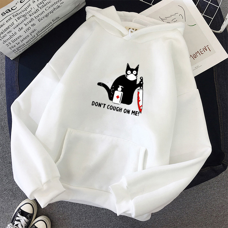 plus size Funny Cat Print women Sweatshirt oversized clothes Hoody Full Sleeve tops Pullovers korean style harajuku hoodies 201126