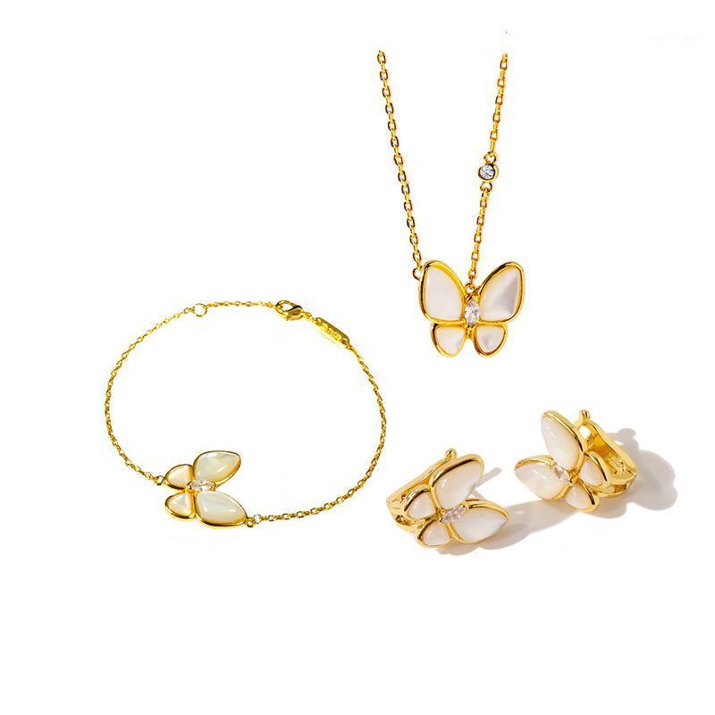 Earrings & Necklace Classic Cute Butterfly Style White Natural Shell Pendant Clavicle Chain Bracelet And Sets Jewelry For Women, As pic
Earrings & Necklace Classic Cute Butterfly Style White Natural Shell Pendant Clavicle Chain Bracelet And Sets Jewelry For Women, As pic