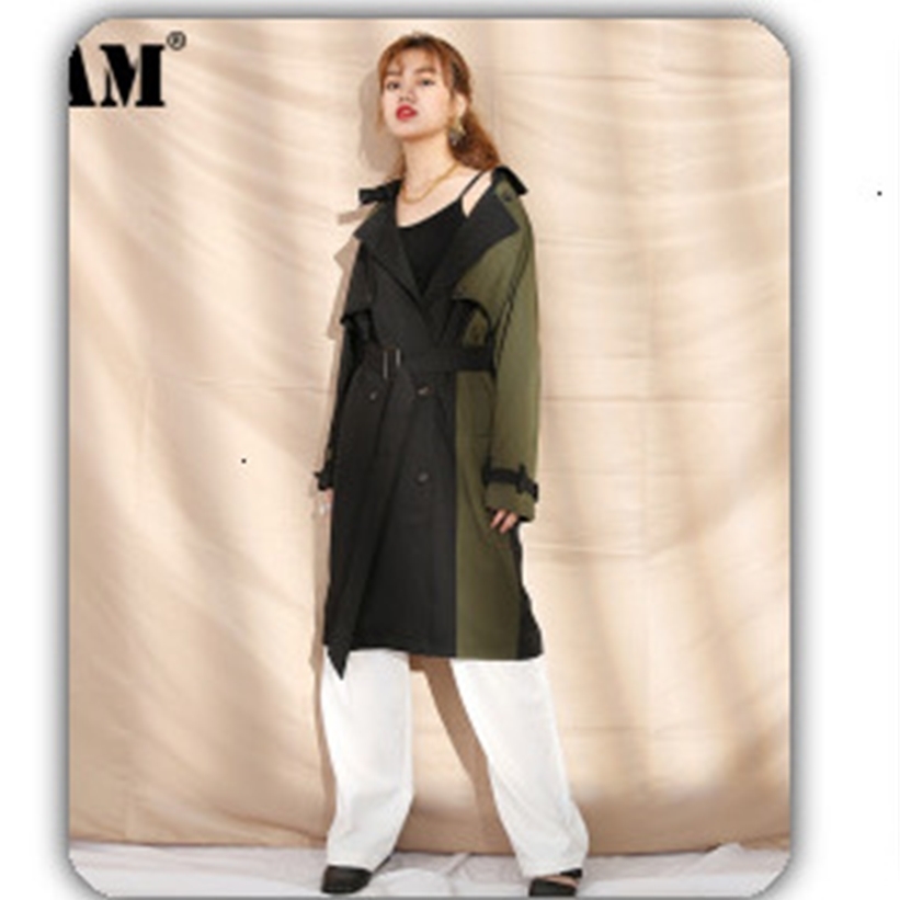 [EAM] Loose Fit Black Plaid Asymmetrical Sweatshirt New Round Neck Long Sleeve Women Big Size Fashion Tide Spring 1S382 201211