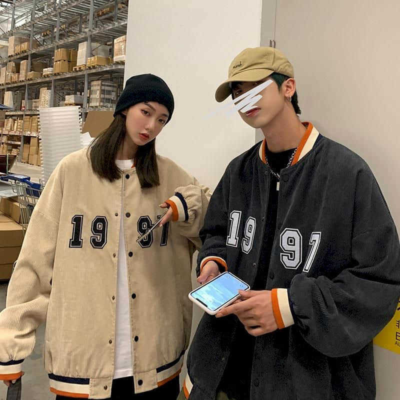 Corduroy Baseball Uniform Men And Women Trendy Loose Wild Couple Jacket Autumn Winter Trend Japanese Vintage 210526