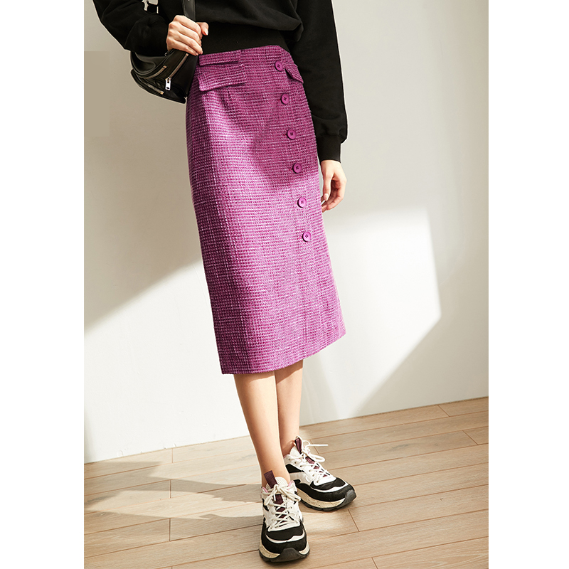 Amii Spring French Aword Half Skirt Women High Waist Plaid KneeLength Skirt 1193 210306