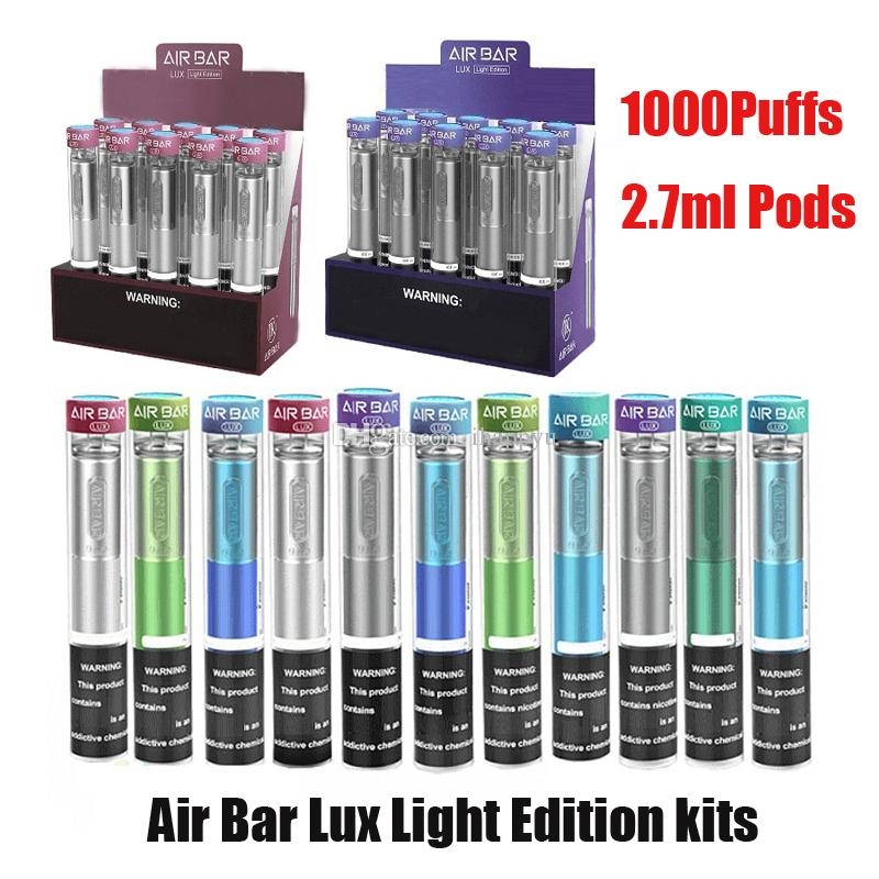 Air Bar Lux Disposable Vape e cigarette Kit Device Built-in 500mah Battery 2.7ml 1000 puffs Dab Pen 100% Original wholesale
Air Bar Lux Disposable Vape e cigarette Kit Device Built-in 500mah Battery 2.7ml 1000 puffs Dab Pen 100% Original wholesale