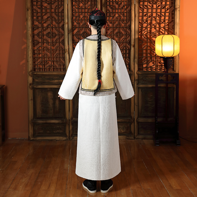 Retro ethnic clothing for men Qing Dynasty prince gown Chinese Ancient Costume folk Robe TV Film performance stage wear Asian tang suit