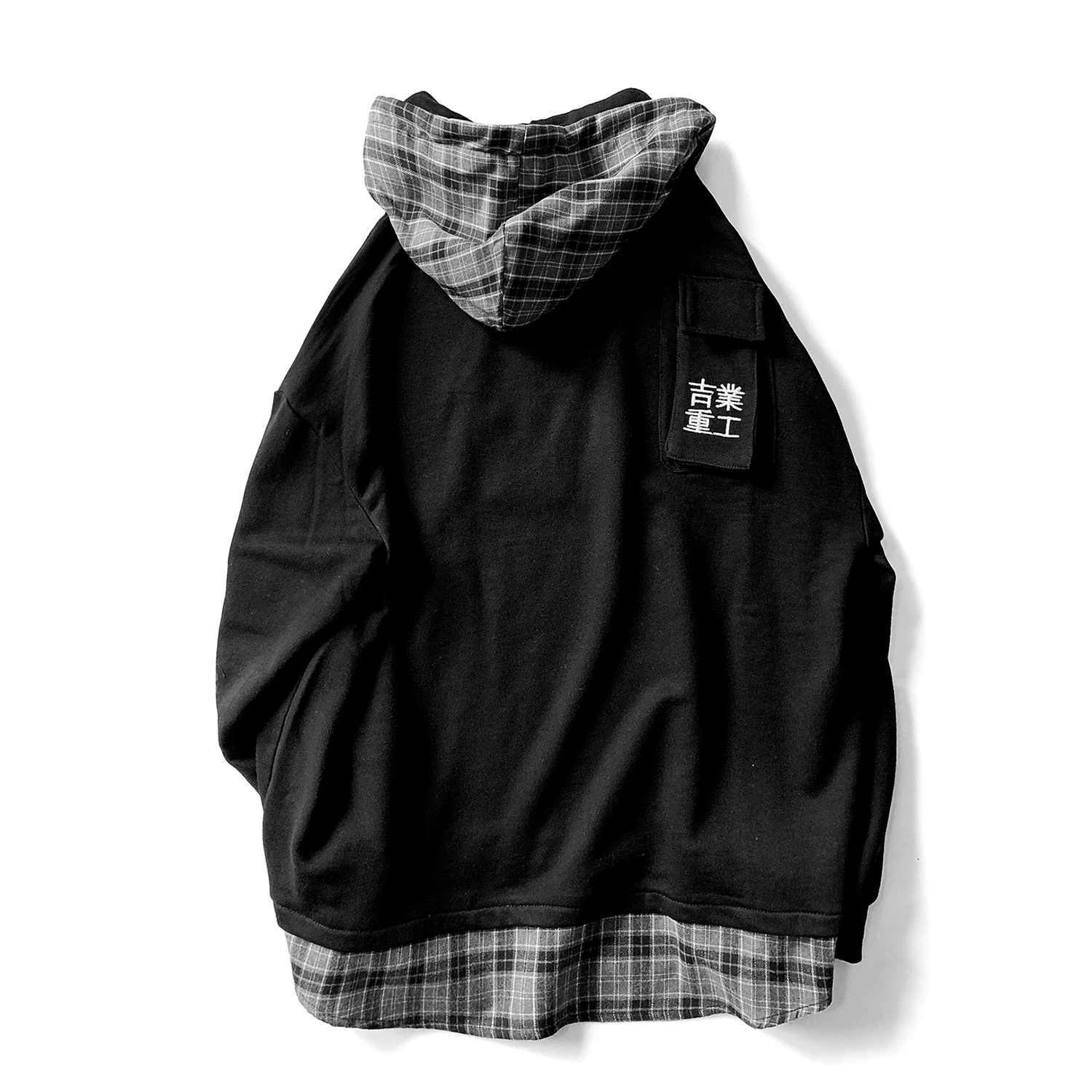11 BYBB'S DARK Vintage Plaid Patchwork Hoodies Men Streetwear Hip Hop Letter Embroidery Sweatshirts Techwear Hoodie Pulover 201020