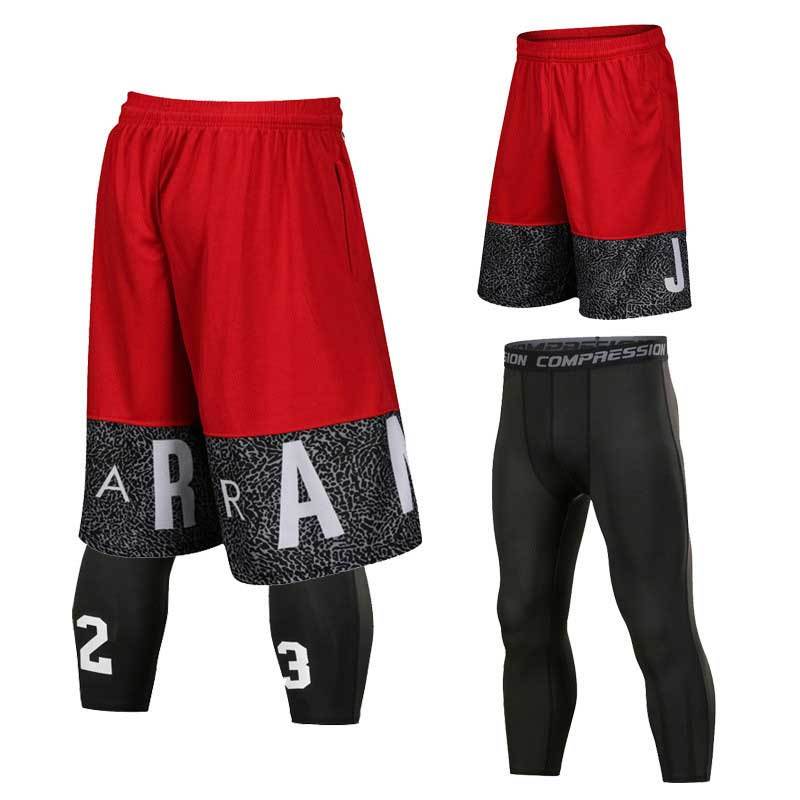 Basketball Shorts + Tights Sets Sport Gym QUICK-DRY Workout Short For Men Male Soccer Exercise Hiking Running Fitness Yoga 17216 C0222