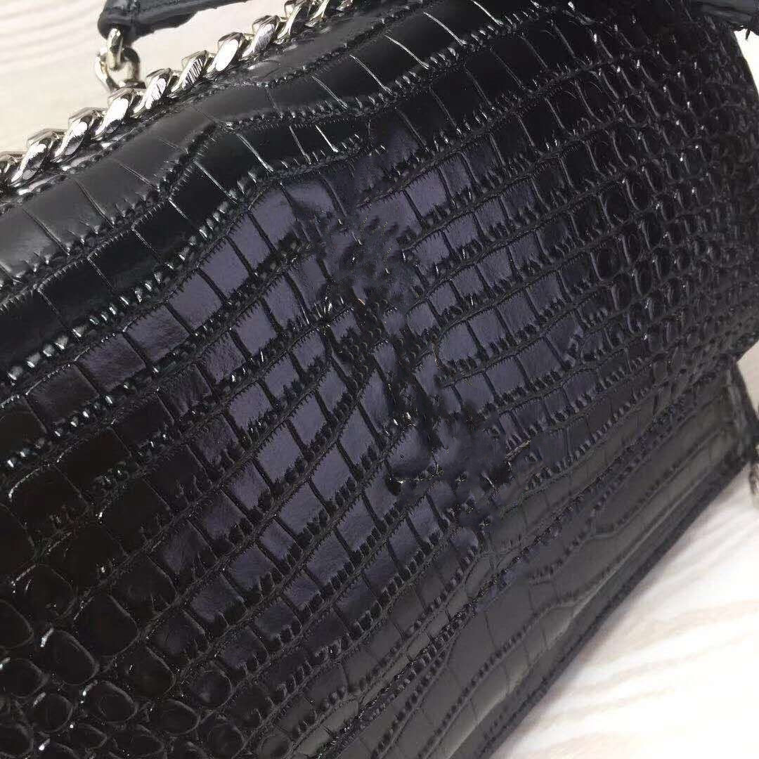 Top-quality Luxury Designer Sunset Genuine Leather Cowhide Chain Bag Ladies Crocodile Pattern Flip Shoulder Bags Handbag Messenger Bag