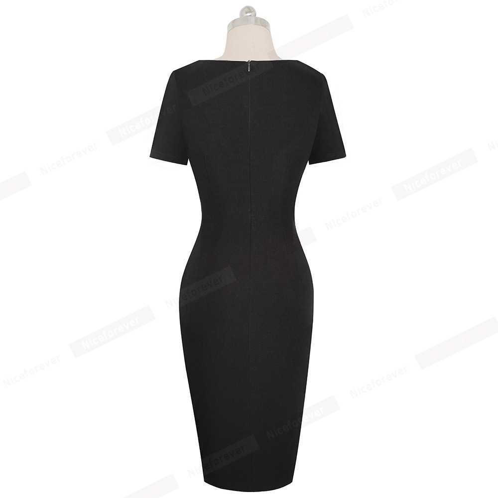 Nice-forever Spring Elegant Stylish Contrast Color Patchwork Office Work vestidos Business Bodycon Women Dress B571 210623