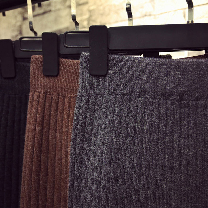 Winter Skirts Women Warm Knitted Pencil Falda Tubo Faldas Coreanas Negra Green Brown Vintage Falda Midi Skirt Jupe Crayon 210311