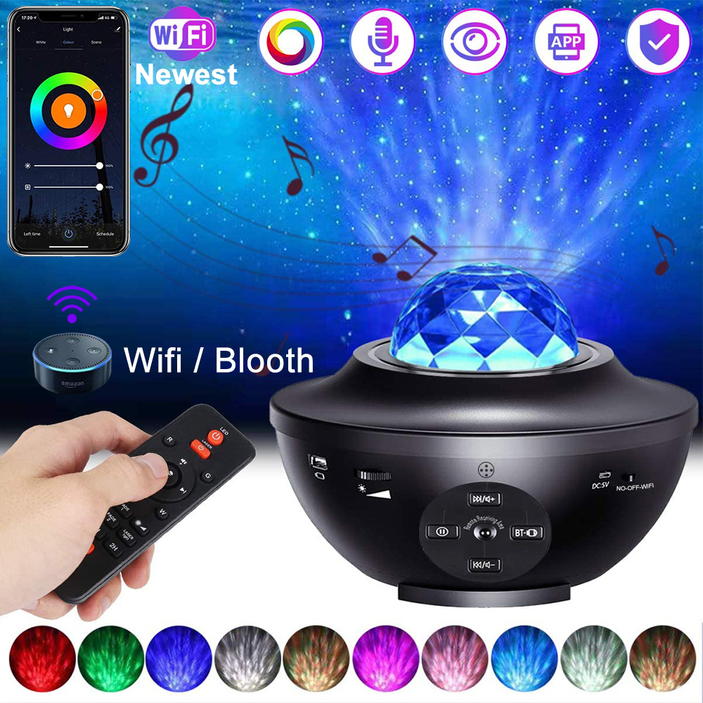 WIFI Galaxy Projector Ocean Wave Smart Star Projector Light Bluetooth Night Light Voice Control Music Player LED Projector Lamps C0305
WIFI Galaxy Projector Ocean Wave Smart Star Projector Light Bluetooth Night Light Voice Control Music Player LED Projector Lamps C0305