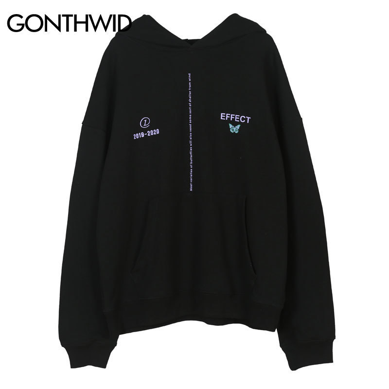 GONTHWID Colorful Butterfly Effect Print Hooded Sweatshirts Hoodies Streetwear Mens Hip Hop Fashion Casual Pullover Hoodie Tops 201020