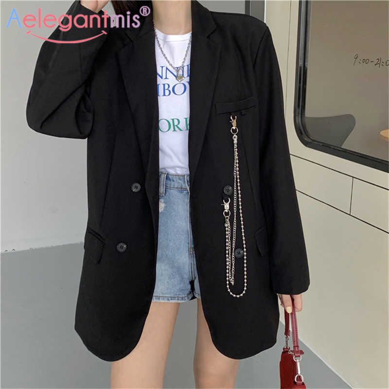 Aelegantmis High Street Blazer Women Vintage Fashion Suit Jacket Chain Black Loose Double Breasted Coats Female Outwear 210607, Beige
Aelegantmis High Street Blazer Women Vintage Fashion Suit Jacket Chain Black Loose Double Breasted Coats Female Outwear 210607, Beige