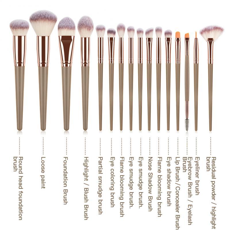 Makeup Brushes 16 BeigeProfessional Set Eye Shadow Foundation Highlighting Powder Eyeliner Blending Make Up Brush Cosmetic Kit