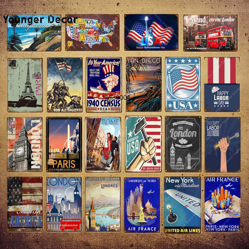The USA Country Poster London Paris Rome Metal Signs For Pub Bar Club Cafe Room Home Decoration Travel Wall Stickers YI-045
The USA Country Poster London Paris Rome Metal Signs For Pub Bar Club Cafe Room Home Decoration Travel Wall Stickers YI-045
