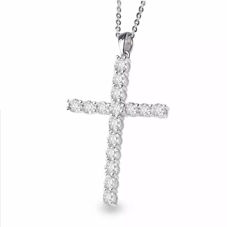 

Luxury Pendant Necklaces Cross 925s Full Diamond Pendant 18k Gold Plated Clavicle Jewelry Women Fashion Sweater Chain With original box