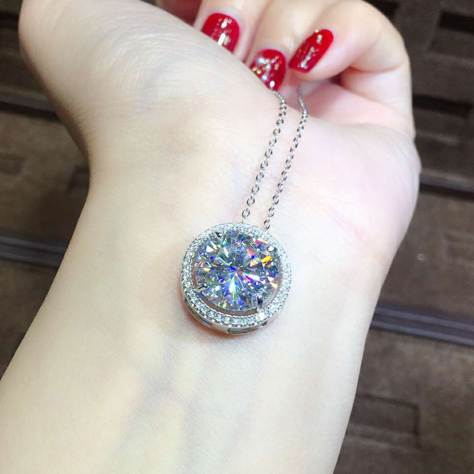 Huge 5ct moissanite Diamond Pendant Real 925 Sterling Silver Charm Party Wedding Pendants Necklace For Women Fine Jewelry Gift