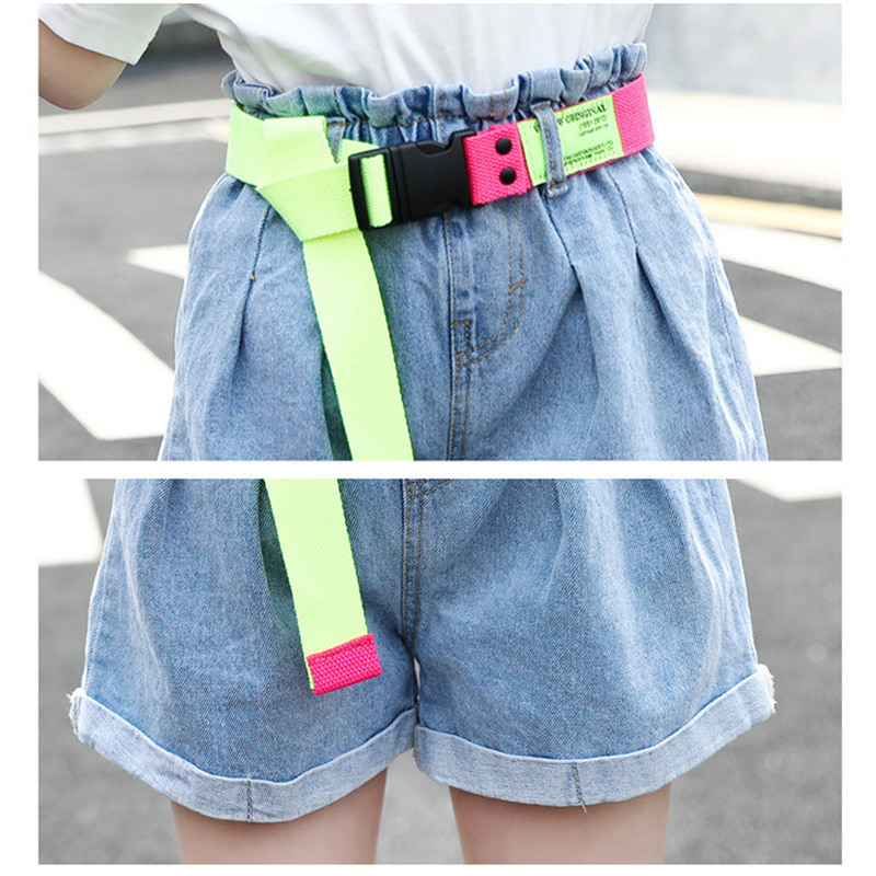 Fashion Girls High Waist Denim Shorts with Belt Baby Girls Jeans Shorts Summer Cute Kids Clothes for Teenagers 13-4 Years 210303