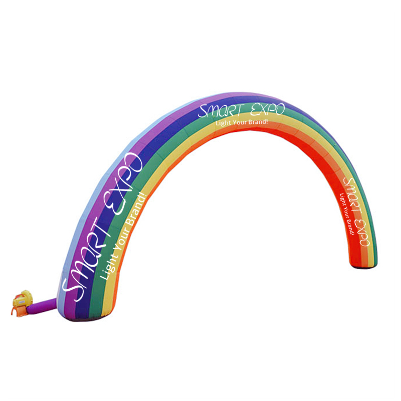 Custom Inflatable Archway 0.75xW8xH4m Rainbow Arch Promotion Stand with Full Printing and Blower