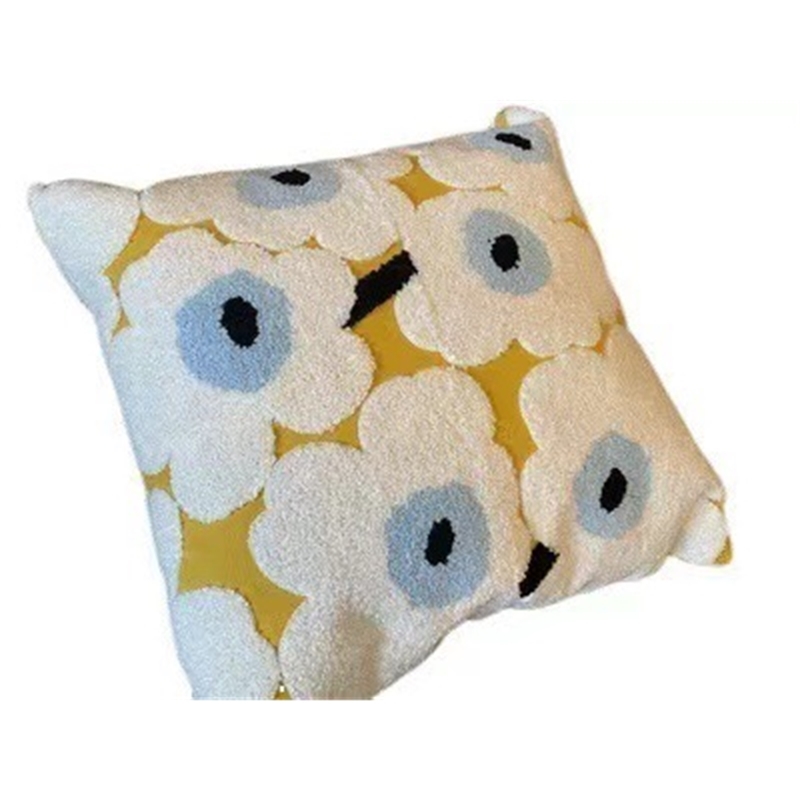 Unikko Marimekko Embroidered Poppy Pillow Finland Nordic Style Living Room Sofa