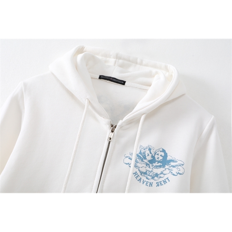 Stylish girls elegant white hoodies autumn fashion ladies streetwear short sweatshirts female cute outfit casual women chic 201216