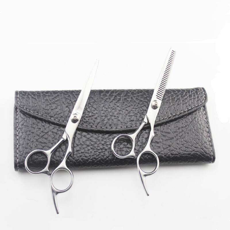 hot sale stainless steel precise polishing cutting/thinning scissors kit with leather case free shipping