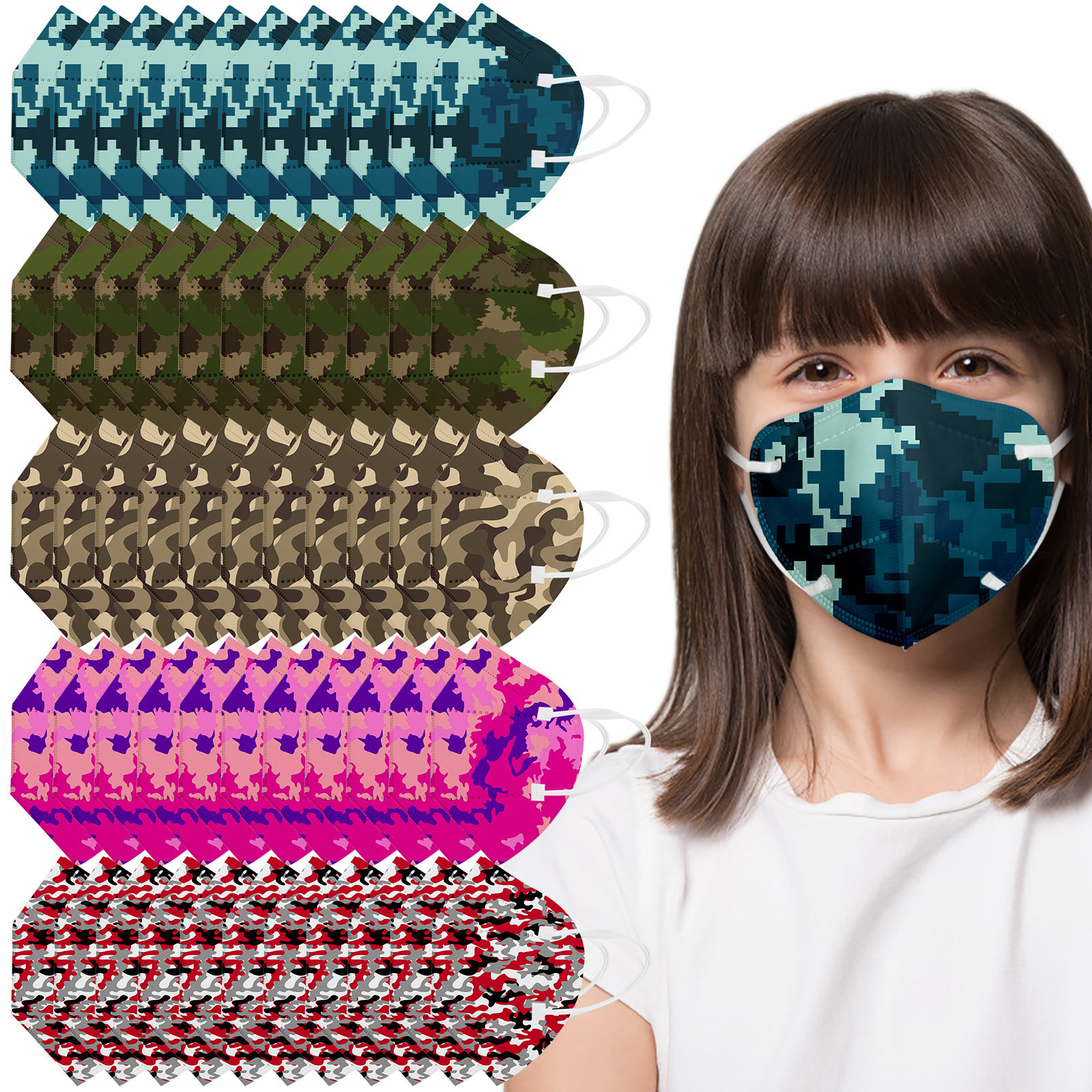 KN95 Children Masks Disposable Printed Camouflage Protective Baby Breathable Toddler Five Layers Kids Anti-dust Non-woven Facemask
KN95 Children Masks Disposable Printed Camouflage Protective Baby Breathable Toddler Five Layers Kids Anti-dust Non-woven Facemask