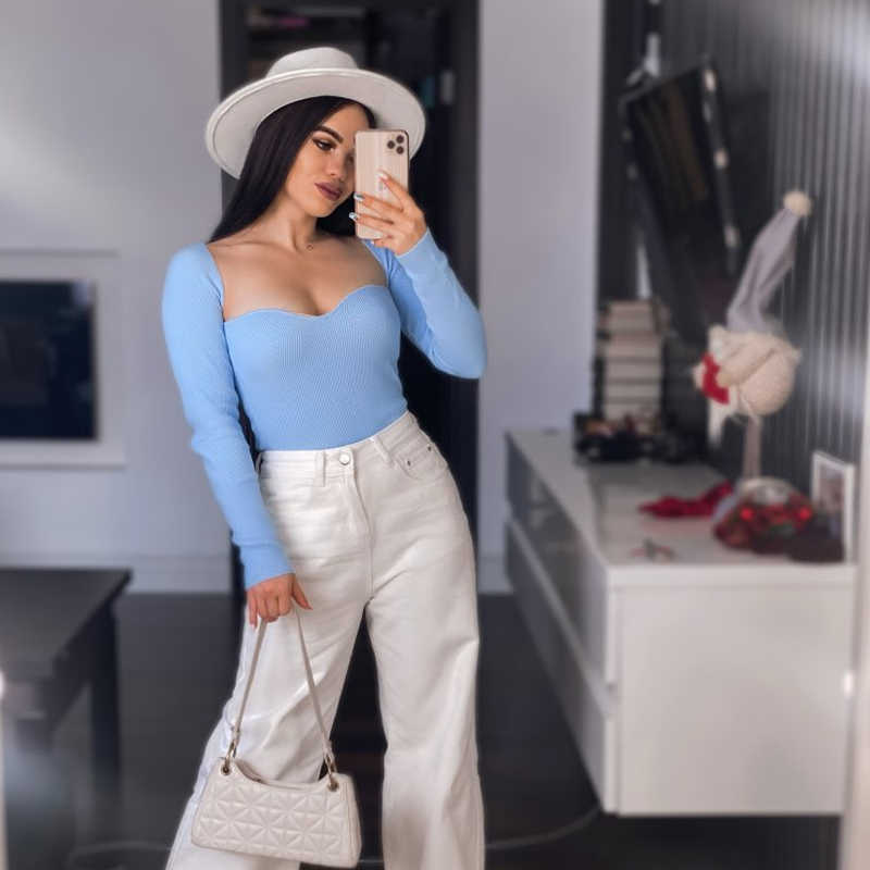Aproms Sexy Square Neck Ribbed Knitted Sweater Women Casual Long Sleeve High Stretch Pullovers Streetwear White Soft Basic Top 211007