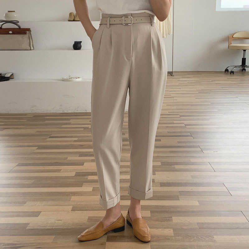 Spring Summer Suit Pants Women' Casual Thin Ankle-Length High Waist Sashes Pockets Office Ladies 210607, Apricot (with belt) 
Spring Summer Suit Pants Women' Casual Thin Ankle-Length High Waist Sashes Pockets Office Ladies 210607, Apricot (with belt)