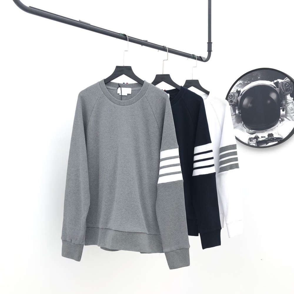 TB waffle Plaid round neck sweater women' Pullover autumn couple' new four bar stitching embroidered top, White
TB waffle Plaid round neck sweater women' Pullover autumn couple' new four bar stitching embroidered top, White