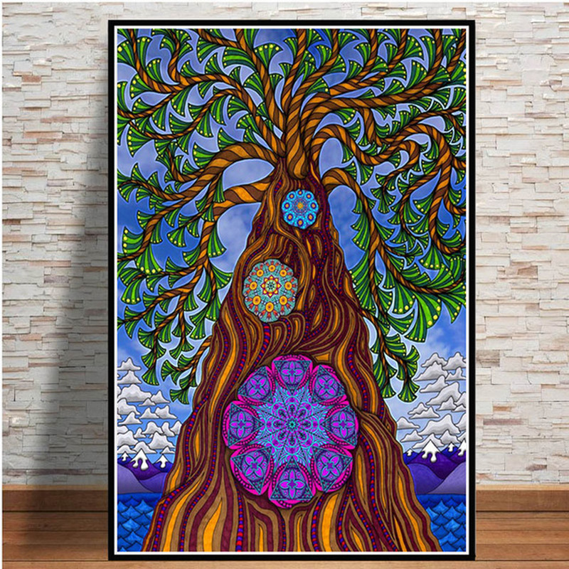 Abstract Blacklight Paintings Art Psychedelic Trippy Poster Prints Modern Wall Canvas Wall Pictures For Living Room Home Decor
