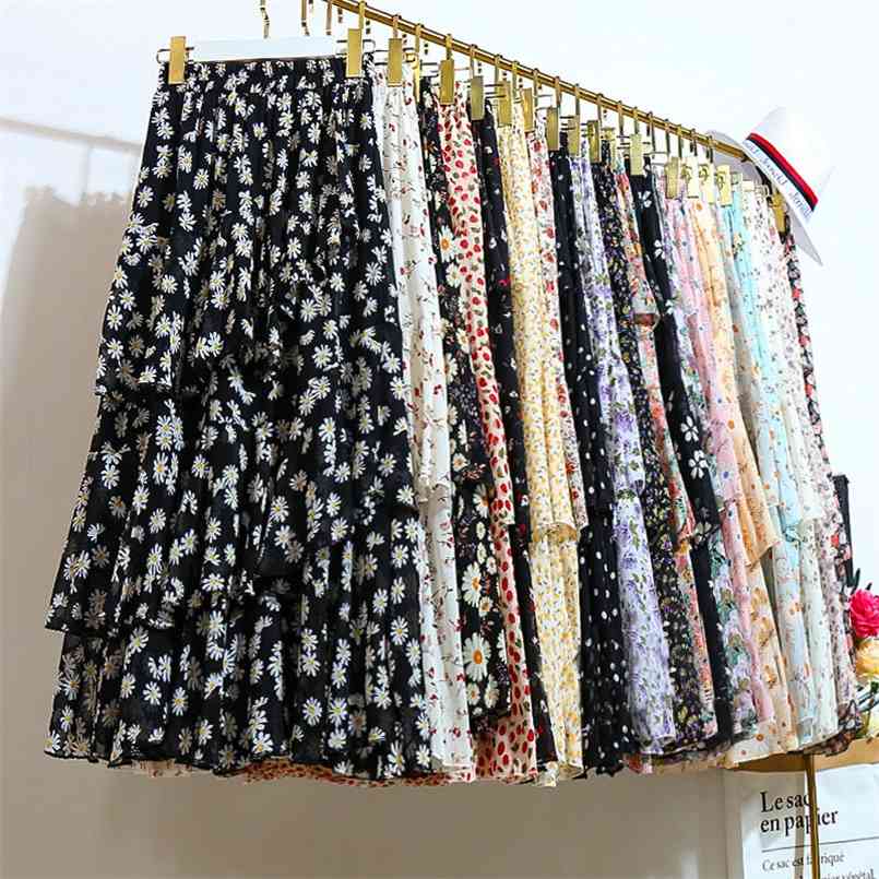 Summer Sweet Floral Printed Tiered Chiffon Long Skirt Cascading Ruffled Cakee A-line Skirts 210708, 40
Summer Sweet Floral Printed Tiered Chiffon Long Skirt Cascading Ruffled Cakee A-line Skirts 210708, 40