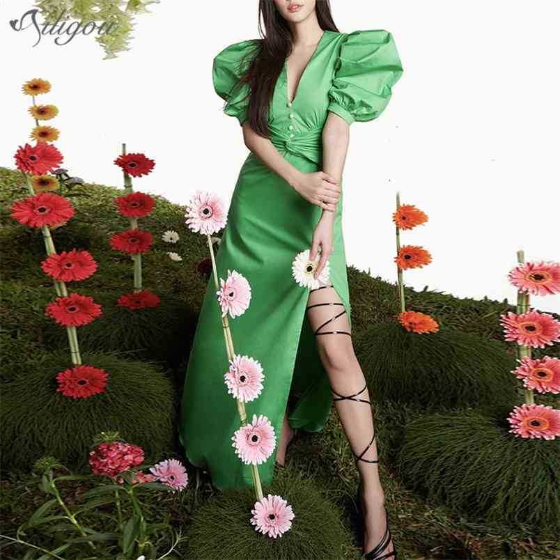 Summer Women's Short Sleeve Elegant Ladies Office Sexy V-neck Mid-length Fashion Puff High Waist Dress 210525, Green
Summer Women's Short Sleeve Elegant Ladies Office Sexy V-neck Mid-length Fashion Puff High Waist Dress 210525, Green