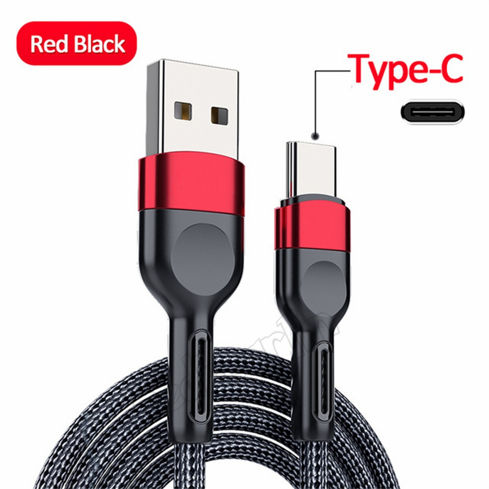 Fast Quick Charger cables Aluminum Alloy 3A 1m 2m Type c micro 5pin Braided Data Cable For Samsung S10 S20 htc lg android phone