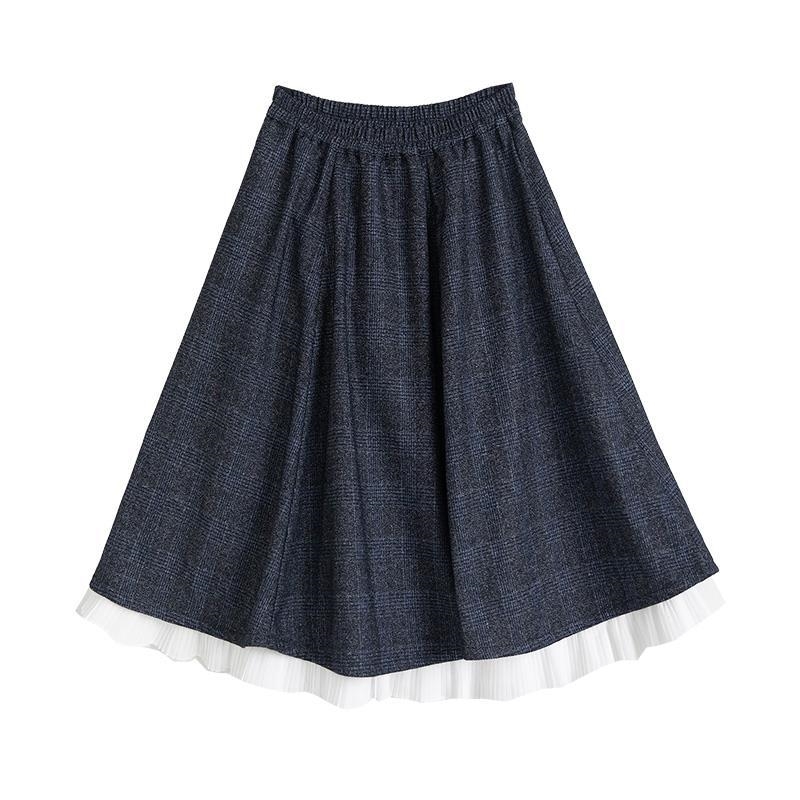 Japanese Gothic Skirt Women Long High Waist Harajuku Midi Female Casual Patchwork Street Korean 210619