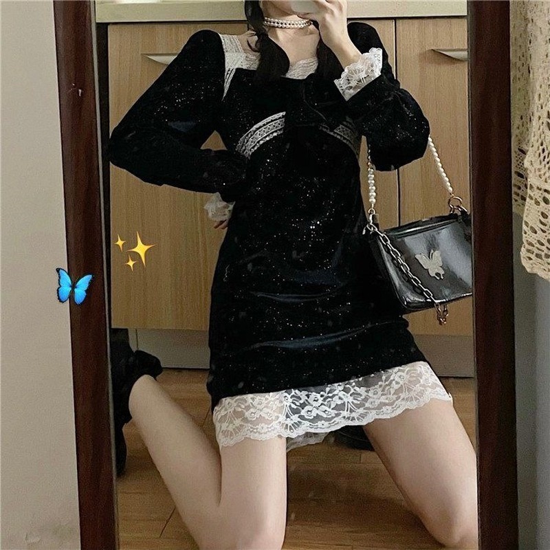 2021 New Black Gothic Winter Elegant Lace Patchwork Party Female High Street Japanese Kawaii Korean Women K98c
2021 New Black Gothic Winter Elegant Lace Patchwork Party Female High Street Japanese Kawaii Korean Women K98c