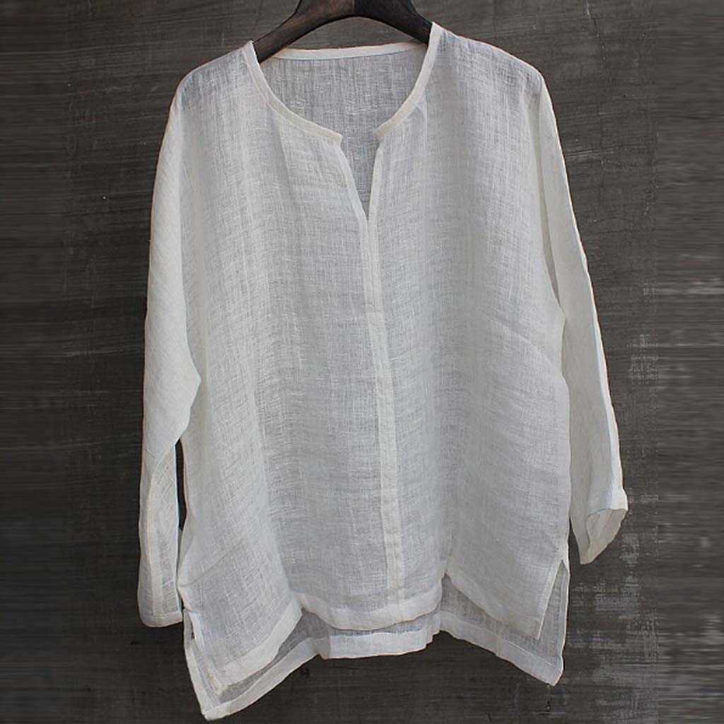 8 Colors Vintage Cotton Linen Shirt Men Casual Long Sleeve Oversize Tops Camisa V Neck Boho Style Mens Shirts Plus Size M-5xl # Y0809