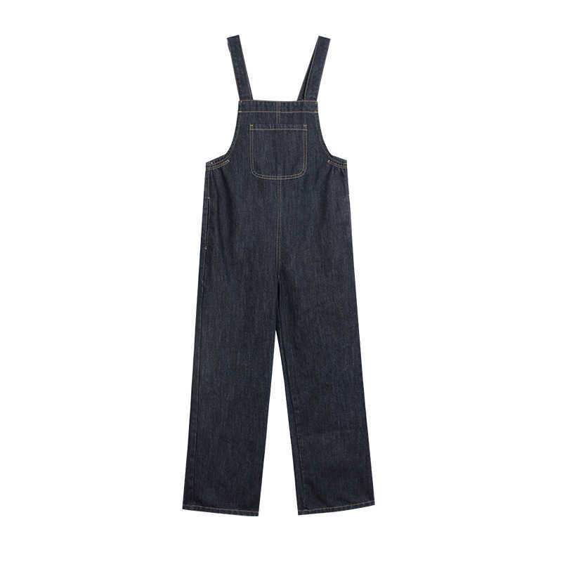 Vintage Wide Leg Loose Soft Silm Denim Pants Women Fashion Simple All-match Overalls Elegant Temperament Strap Bottoms 210525