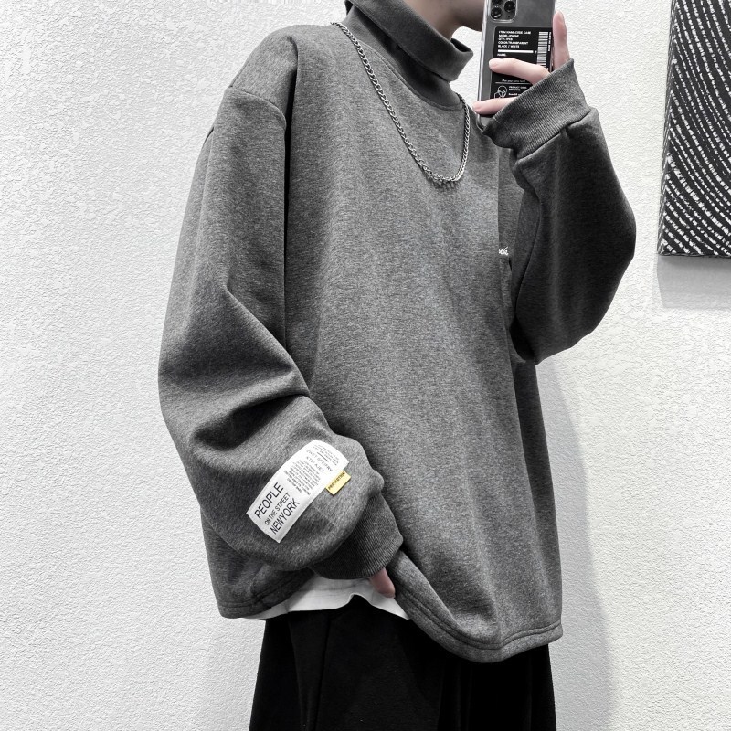 SingleRoad Mens Turtleneck Sweatshirt Men Winter Casual Oversized Harajuku Japanese Streetwear Sweatshirts Black Hoodie Men 201103