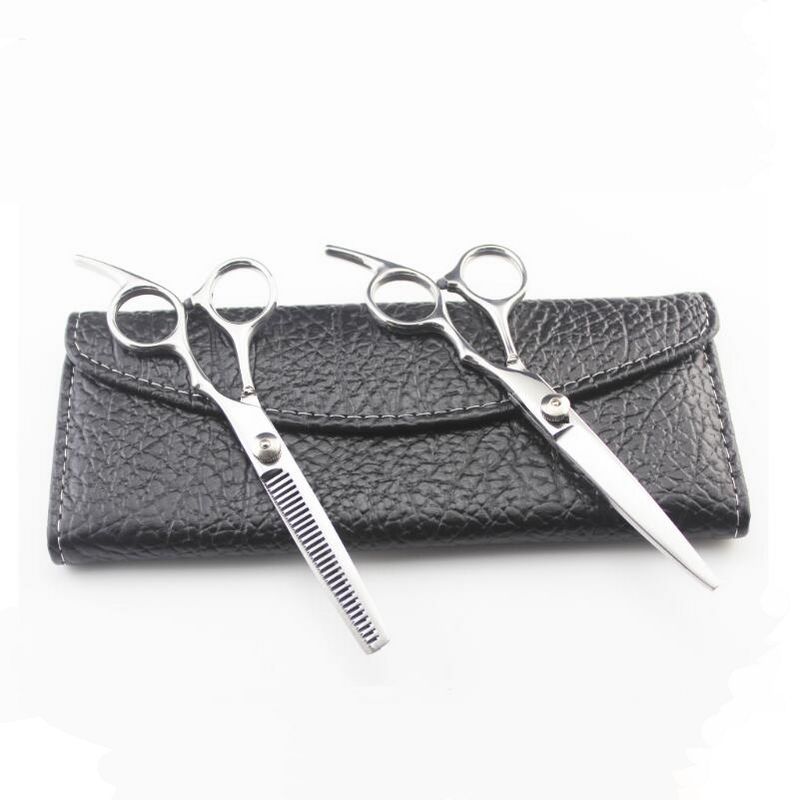 hot sale stainless steel precise polishing cutting/thinning scissors kit with leather case free shipping