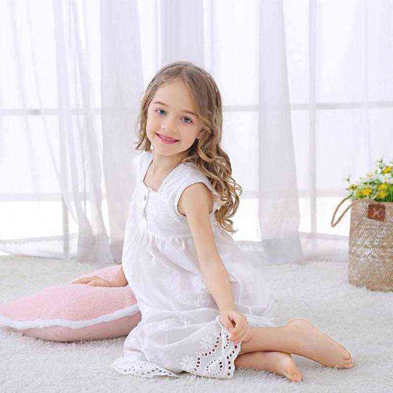 Toddle Girl White Nightdress Princess Dress Children Pajamas Nightgowns For s Kids Night Lace Sleeping 211130