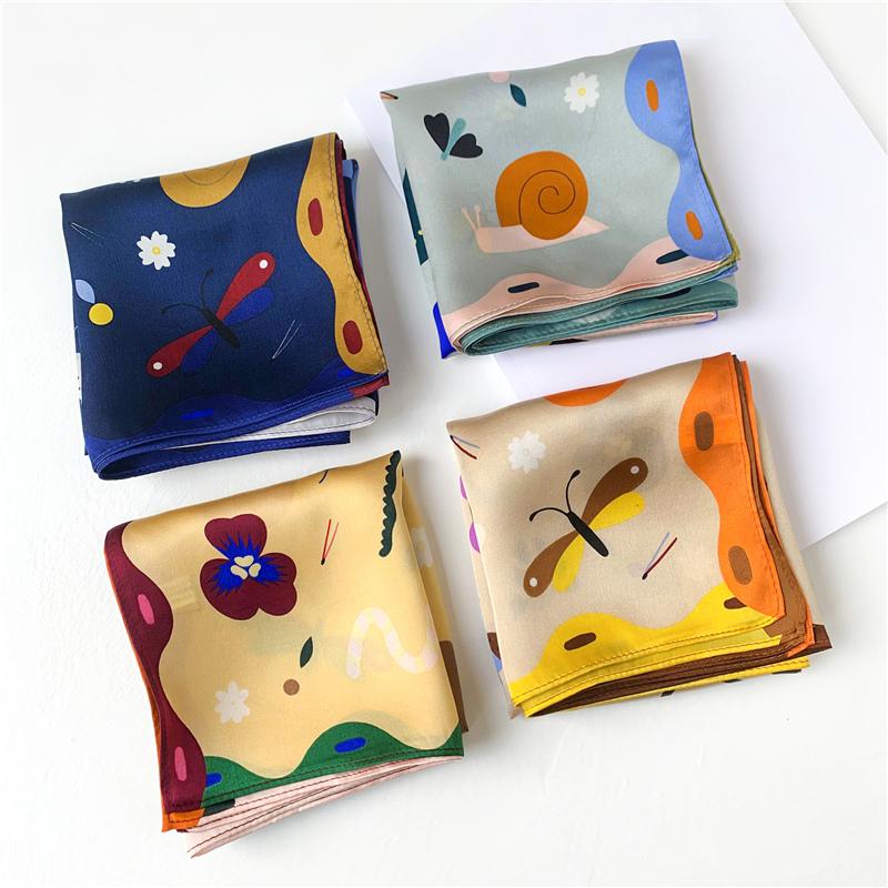 Scarves Real Silk Square Scarf For Women Fashion Floral Print Small Neck Spring Hairband Lady Handbag Tie Ribbon Chocker
