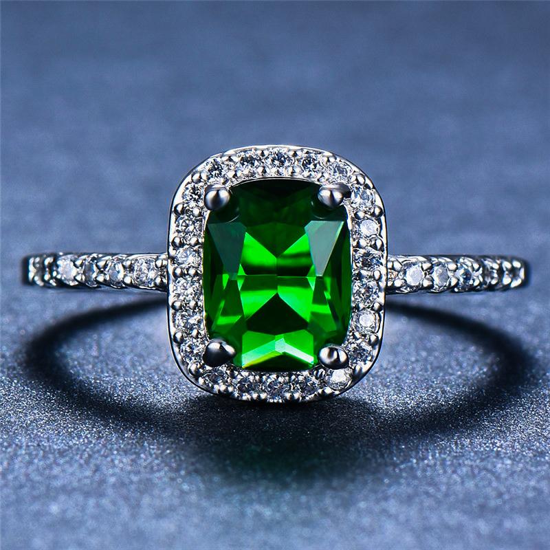 Cluster Rings Luxury Female Emerald Green Square Ring 100% Real 925 Sterling Silver Engagement Vintage Wedding For Women
Cluster Rings Luxury Female Emerald Green Square Ring 100% Real 925 Sterling Silver Engagement Vintage Wedding For Women