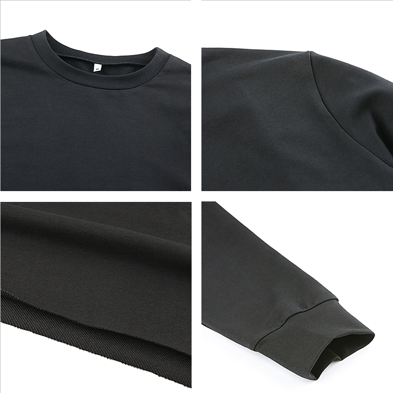 Rapwriter Fashion Solid Harajuku Cotton Basic Sweatshirt Women Autumn Loose O-Neck Long Sleeve Stretch Crop Top Pullovers 201103