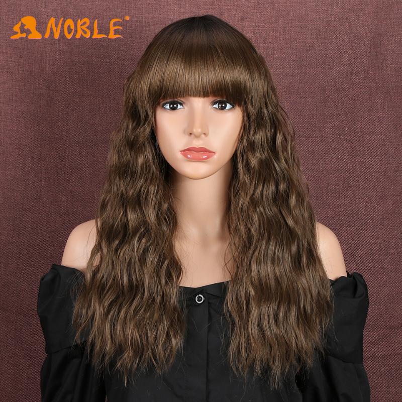 Synthetic Wigs Noble Girl With Bangs Pink Color Wig Short Wavy Ombre Heat Resistant Hair For Women