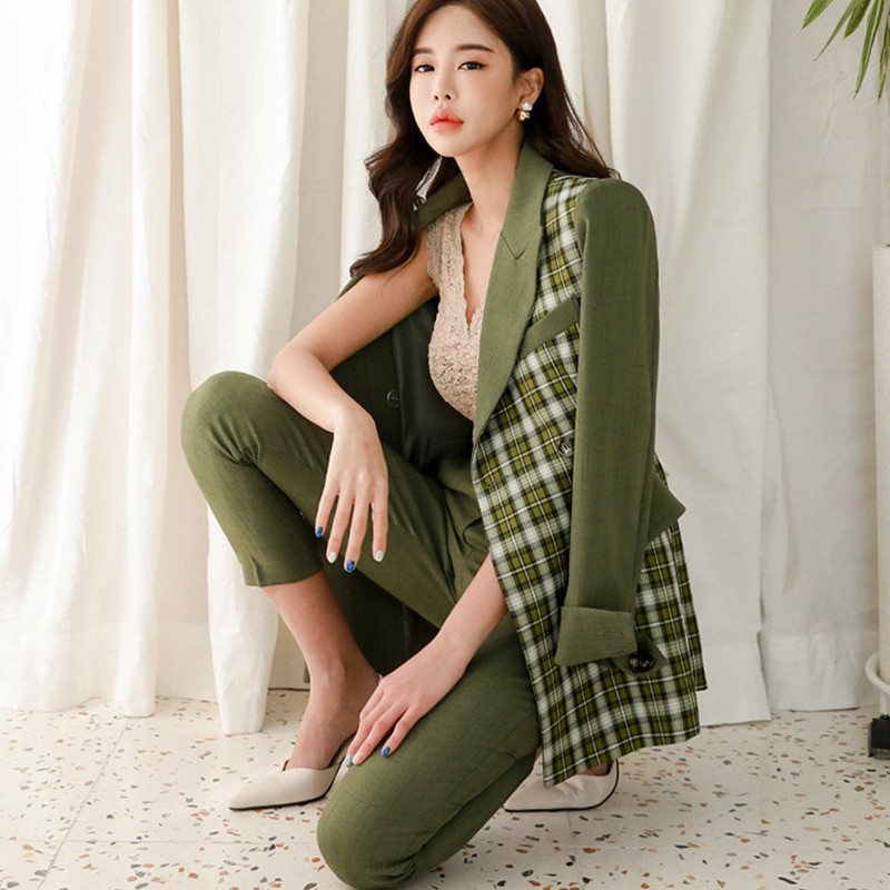 ZAWFL Autumn Green Plaid Patchwork Long Blazer+Suit Pants High Street 2 Piece Set Feminino Elegant Office Ladies Women Suit 210525, Picture color
ZAWFL Autumn Green Plaid Patchwork Long Blazer+Suit Pants High Street 2 Piece Set Feminino Elegant Office Ladies Women Suit 210525, Picture color