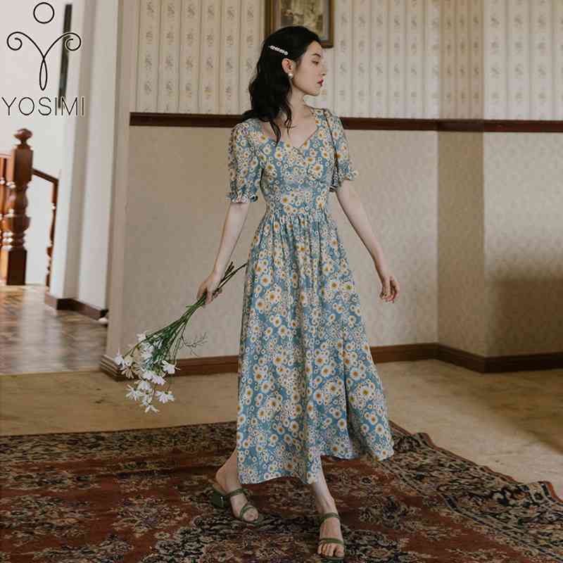 YOSIMI Evening Party Long Women Dress Summer Elegant Blue Floral Print V-Neck Mid-calf Short Puff Sleeve Lady Vestido 210604, Mixed color
YOSIMI Evening Party Long Women Dress Summer Elegant Blue Floral Print V-Neck Mid-calf Short Puff Sleeve Lady Vestido 210604, Mixed color